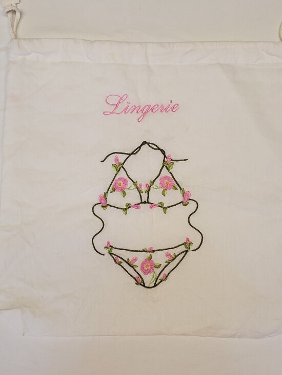 Lily Juliet Handbags - Vintage Lily Juliet Lingerie Travel Bag White Cotton Floral Embroidered